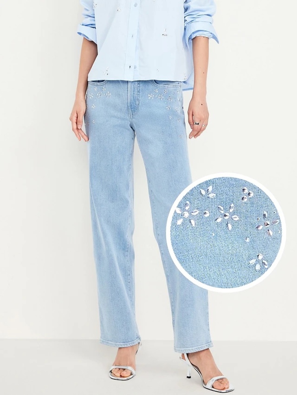 Old Navy High Rise OG Loose Embellished Jeans